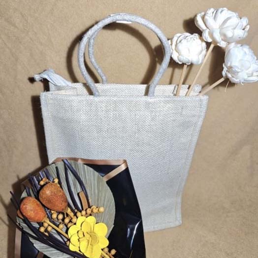 Two-Tone Jute & Canvas Gift Bag